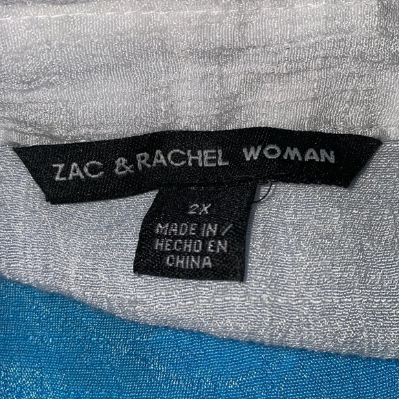 ZAC & RACHEL gauzy ombré tunic long sleeves semi sheer pockets v-neck size 2X - Picture 6 of 13